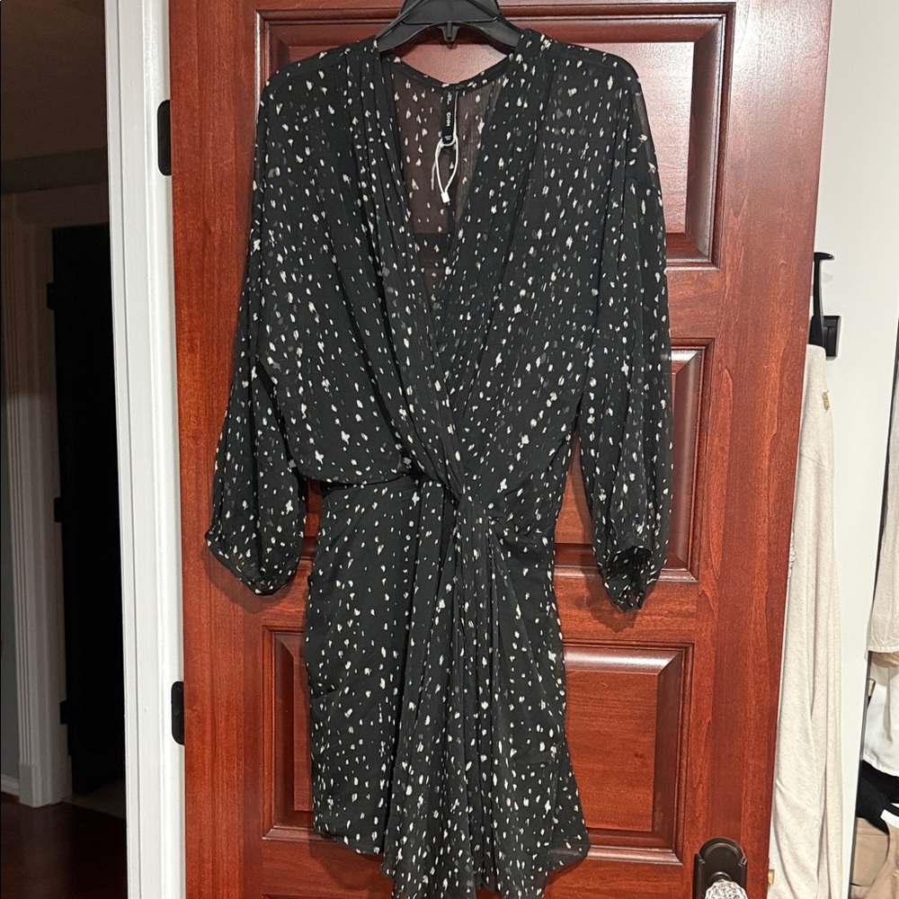 Mango Black and White Patterned Dress